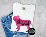 Faux Pink Glitter GA Bulldog PNG Digital Design