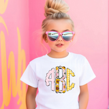 Spring Floral Sunflower Plaid BOHO with Dots Monogram Short Sleeve T-Shirt