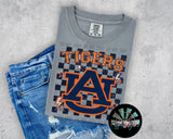 Checkered Faux Glitter Auburn Tigers PNG Digital Design