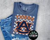 Checkered Faux Glitter Auburn Tigers PNG Digital Design