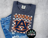 Checkered Faux Glitter Auburn Tigers PNG Digital Design