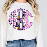 Halloween Pink and Purple Pastel Monogram Short Sleeve T-Shirt