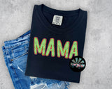 Mama Lime and Teal Checkered PNG Digital Design