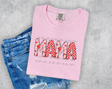 Mama Strawberry Checkered Black Outline PNG Digital Design