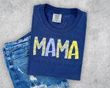 Mama Striped Lemon Navy Outline PNG Digital Design