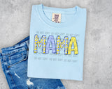 Mama Striped Lemon Navy Outline PNG Digital Design