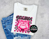 Checkered Faux Glitter Preppy Hot Pink GA Bulldogs PNG Digital Design