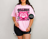 Checkered Faux Glitter Preppy Hot Pink GA Bulldogs PNG Digital Design