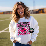 Checkered Faux Glitter Preppy Hot Pink Yellow Jackets PNG Digital Design