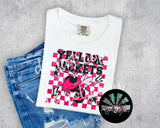 Checkered Faux Glitter Preppy Hot Pink Yellow Jackets PNG Digital Design