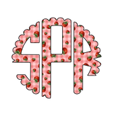 Pink Gingham Strawberry Monogram T-Shirt