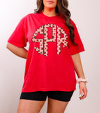 Pink Gingham Strawberry Monogram T-Shirt