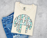 Turquoise Cowgirl Yee Haw Monogram Short Sleeve T-Shirt