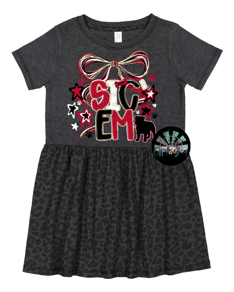 KIDS Black Leopard SIC EM Bow Dress