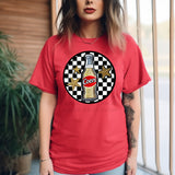 Faux Embroidery Checkered C00rs T-Shirt 1380