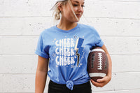 Blue Leopard Lightening Bolt Stacked Cheer T-Shirt 183A