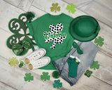 Polka Dot Cloverleaf with Green Dublin White Outline T-Shirt