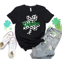 Polka Dot Cloverleaf with Green Dublin Black Outline T-Shirt