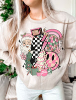 Pink Groovy Santa Collage T-Shirt and Sweatshirt