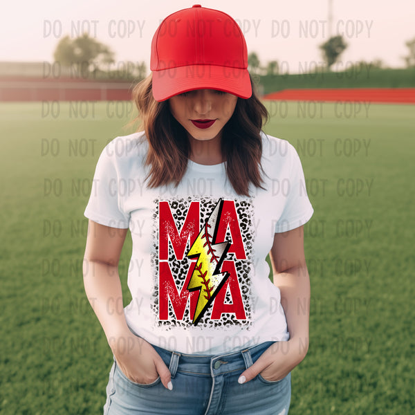 Baseball and Softball Mama Lightening Bolt T-Shirt 3855