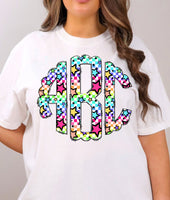 Neon Checkered Star Monogram Short Sleeve T-Shirt