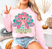 Pink & Teal Turkey T-Shirt and Sweatshirt