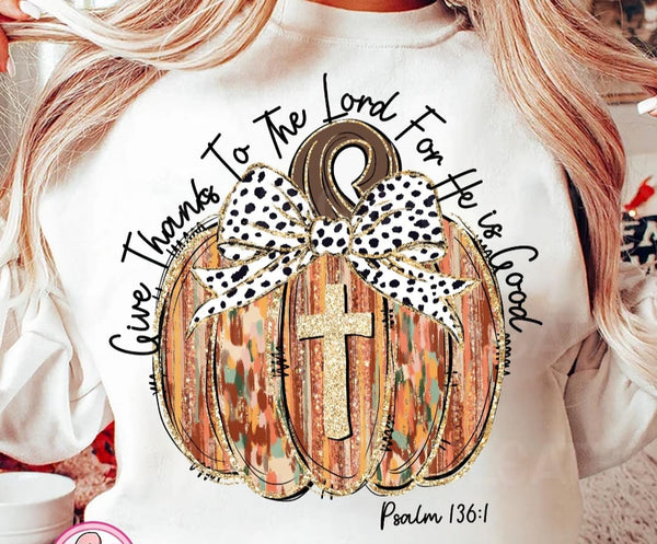 Give Thanks to the Lord Brushstroke Pumpkin T-Shirt and Sweatshirt