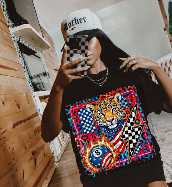 Checkered Patriotic Tiger T-Shirt and Sweatshirt
