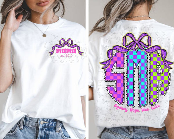 Checkered Monogram Mama T-Shirt and Sweatshirt
