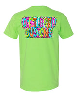 Neon Scribble Doodle Off the Grid Customs Short Sleeve T-Shirt