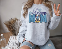 Faux Embroidery Bluey Mom T-Shirt 558