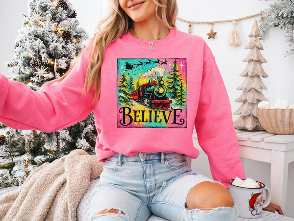 Believe Polar Express Train Scene T-Shirt and Sweatshirt