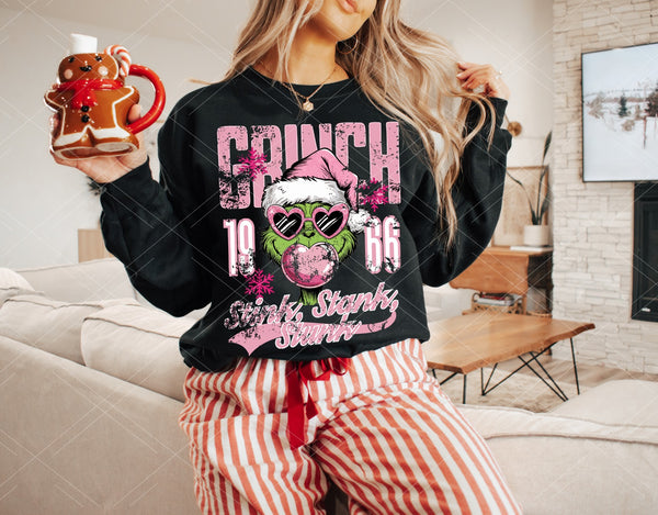 Pink Distressed Green Man Stink Stank Stunk T-Shirt and Sweatshirt