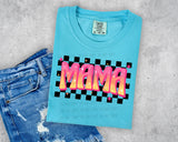 Pink & Orange Checkered Mama Retro Short Sleeve T-Shirt