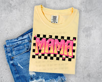 Pink & Orange Checkered Mama Retro Short Sleeve T-Shirt