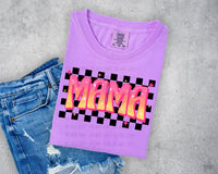 Pink & Orange Checkered Mama Retro Short Sleeve T-Shirt