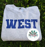 WEST (Blue Letters with White Outline) T-Shirt and Sweatshirt