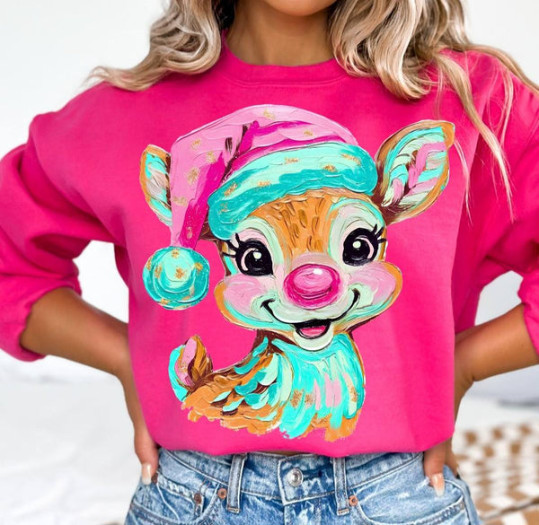 Painted Rudolph T-Shirt and Sweatshirt