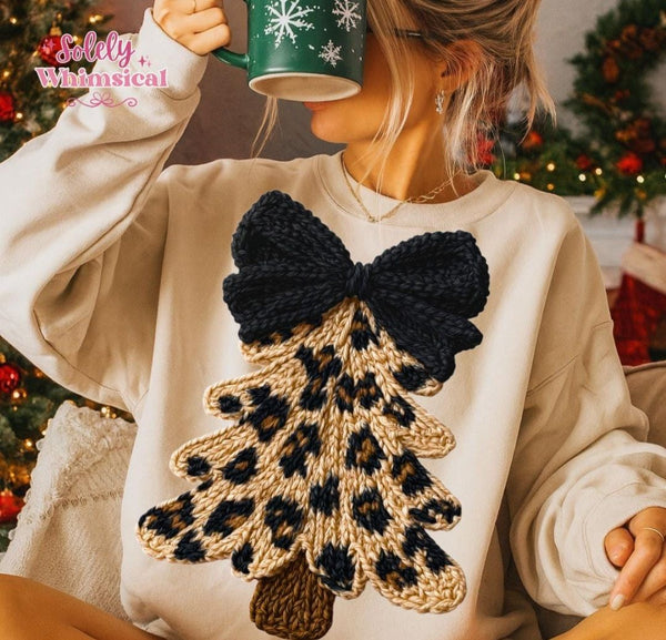 KIDS Leopard Faux Thread Christmas Tree T-Shirt and Sweatshirt