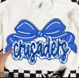 KIDS Blue Floral Crusaders with Bow T-Shirt and Sweatshirt