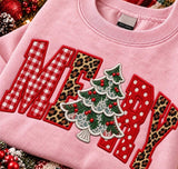 Faux Stitched Merry with Christmas Tree T-Shirt and Sweatshirt