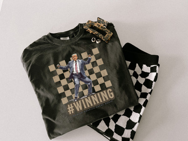 Brown Checkered Winning Trump T-Shirt 990