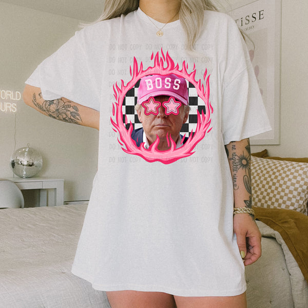 Checkered Pink Boss Trump T-Shirt 991