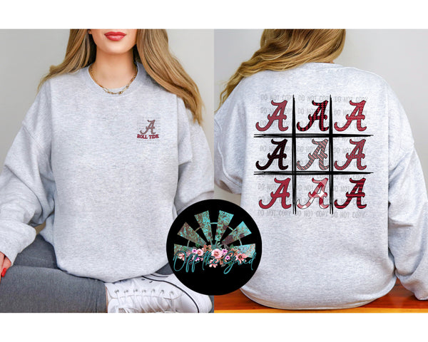 Striped AL Roll Tide Tic Tac Toe PNG Digital Download (You get nine files)