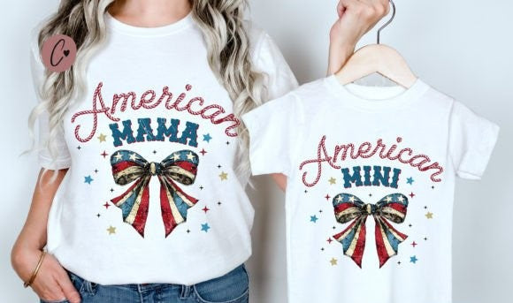 Western American Bow Mama and Mini Short Sleeve T-Shirt