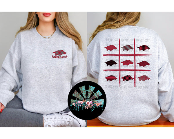 Plaid AR Razorbacks Tic Tac Toe PNG Digital Download (You get seven files)