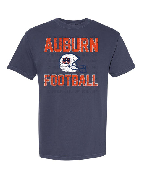 Distressed AU Football with Helmet PNG Digital Design