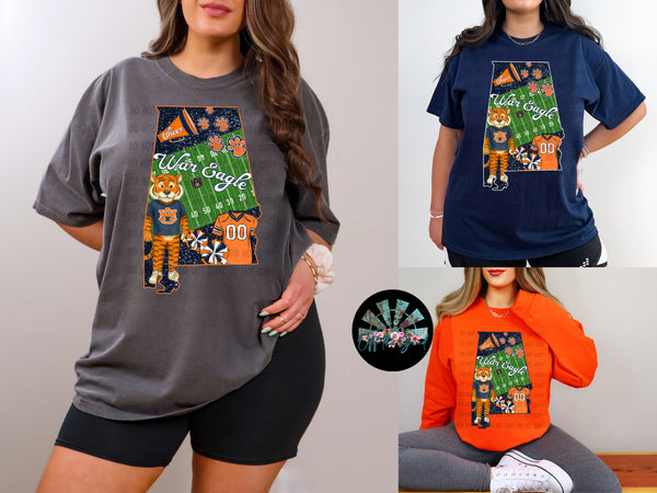 AU War Eagle inside the State of Alabama PNG Digital Download