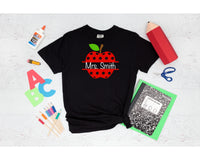 Custom Name Teacher Polka Dot Apple T-Shirt and Sweatshirt
