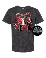 Black Leopard Sic Em Bow T-Shirt and Sweatshirt